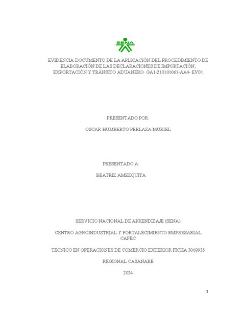 DEL Procedimiento DE Elaboración DE LAS Declaraciones DE Importación