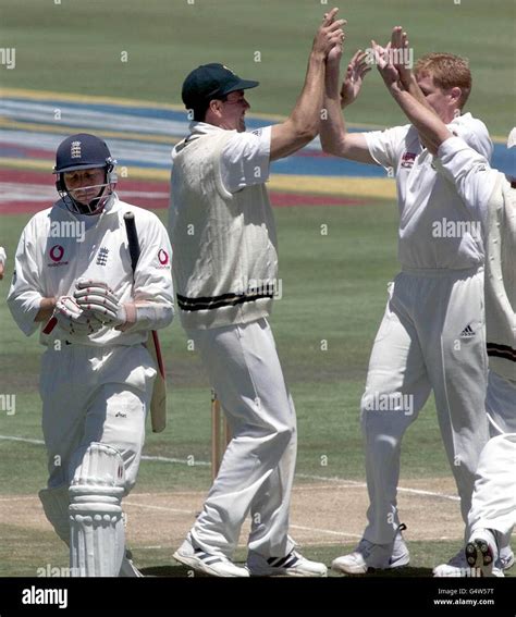 South African Captain Hansie Cronje Celebrates With Shaun Pollock As