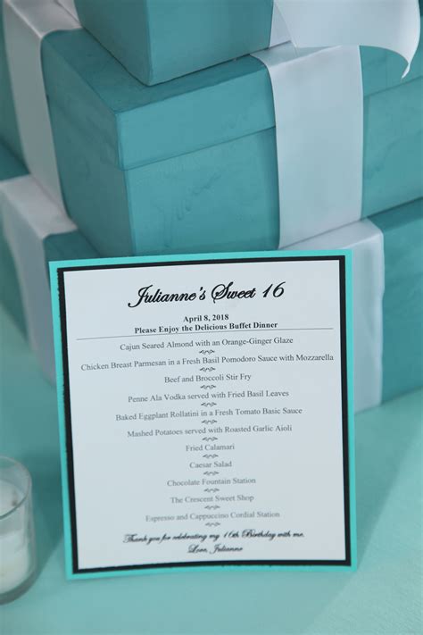 Tiffany Sweet 16 Birthday Dinner Menu Birthday Dinner Menu Tiffany