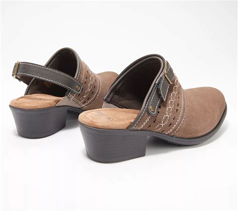 Earth Origins Suede Mules with Adjustable Strap - Cady - QVC.com