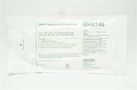 Bard 0042140 Nasogastric Sump Tube 14fr X 48inch