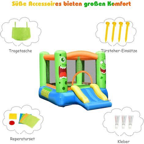 Costway Aufblasbare H Pfburg Mit Rutsche Springburg Kinder Trampolin