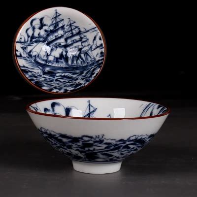 Китайские чайные чашки кунг-фу, голубой и белый фарфоровый чайный ...