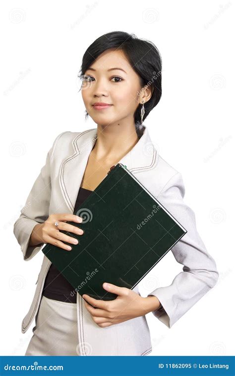 Business Woman Holding Book Stock Image Image Of Business Education