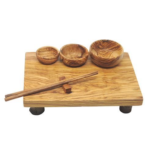 BeldiNest Olive Wood Sushi Tray Set | Sushi Serving Board