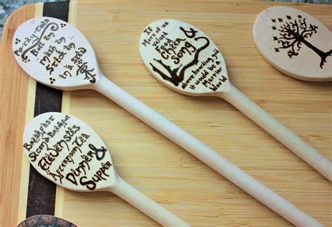 Lotr Wooden Spoon Set Wood Burning Bookish Wedding T Etsy