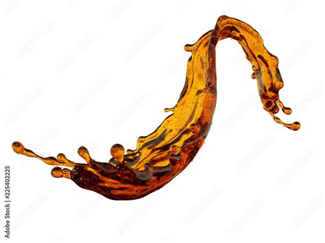 3d Render Yellow Liquid Splash Abstract Wavy Splashing Jet Brandy