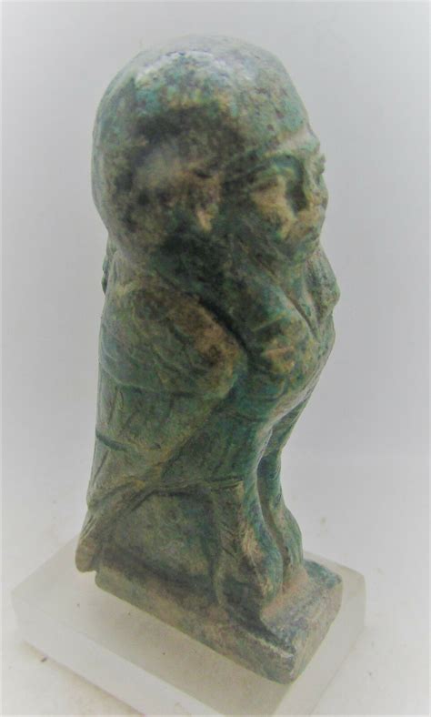 Beautiful Ancient Egyptian Glazed Faience Sphinx Statuette Antique