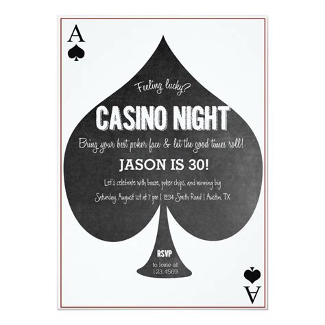 Casino Night Invitation | Zazzle | Casino night invitations, Casino ...