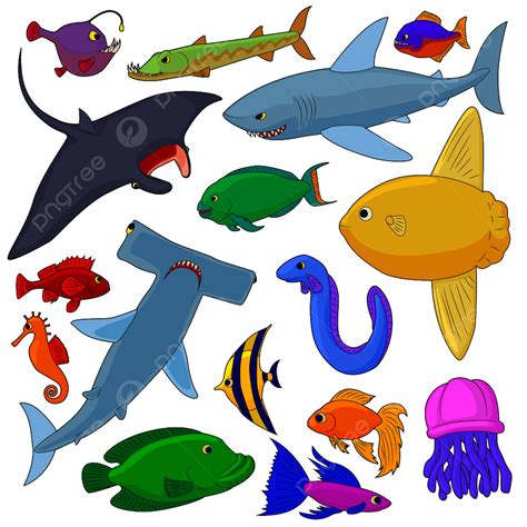 Fish Isolated Vector Hd Images Fish Icons Set In Cartoon Style