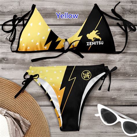 Anime Demon Slayer Sexy Bikini Conjunto De Impresión Traje De Baño Femenino Trajes Mujeres