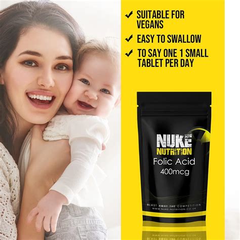 Nuke Nutrition Folic Acid 400mcg Tablets - 365 Count - Pre-Pregnancy