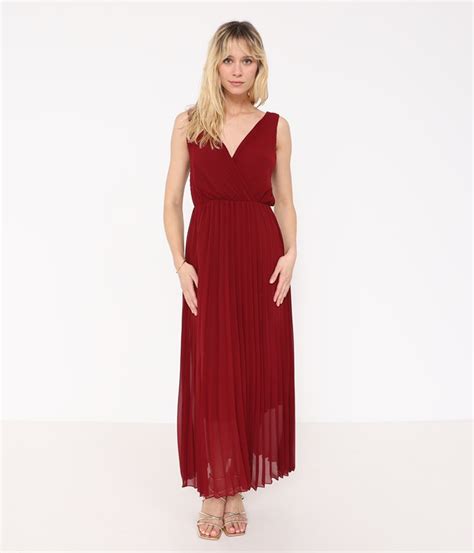 Robe Longue Pliss E Avril Bordeaux Edji