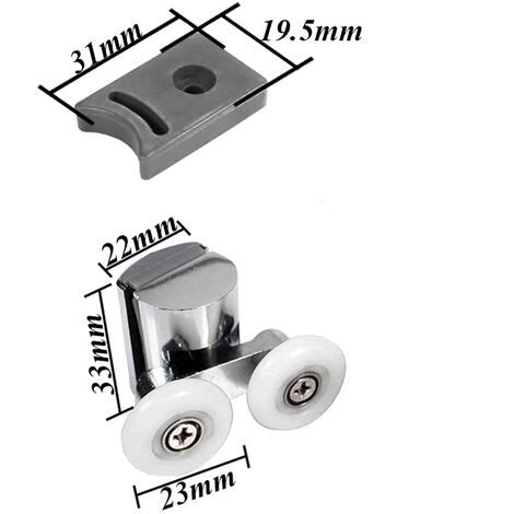 2 Pcs Rulli Porta Doccia Doppi Ruote Scorrevoli Per Porta In Vetro 23mm