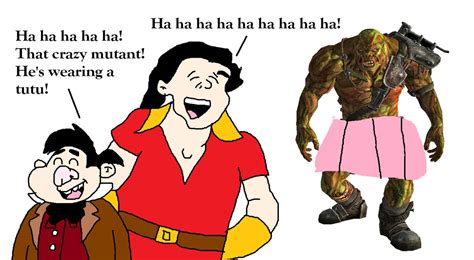 Lefou and Gaston Laughing At Space Mutant with a T by MJEGameandComicFan89 on DeviantArt