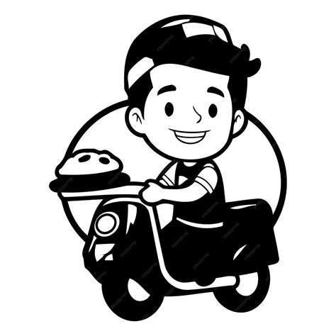 Premium Vector Fast Food Delivery Man Riding Scooter Cartoon