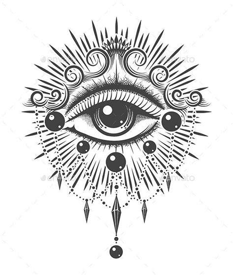 All Seeing Eye Esoteric Monochrome Vertical Tattoo 3rd Eye Tattoo