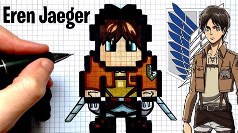 Come Disegnare Eren Jaeger Pixel Art Attack On Titan Youtube