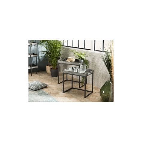 Haby Set De 2 Tables D Appoint Gigognes Plateaux Rectangulaires Zinc