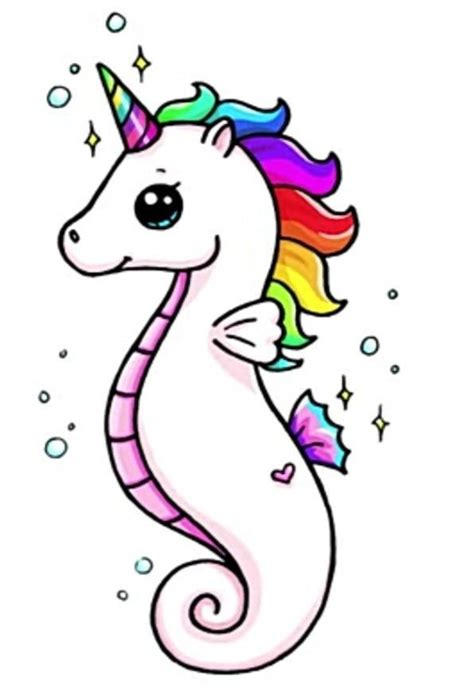 A Drawing Of A Unicorn With Rainbow Hair