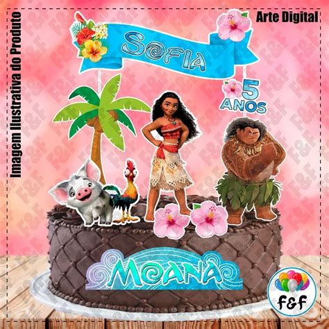 Topo De Bolo Topper Personalizado Moana Mesa De Doces E Confeitaria