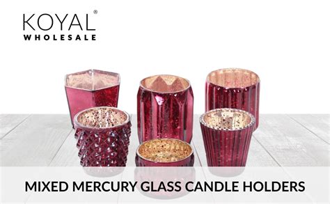 Koyal Wholesale Gold Mixed Glass Candle Holders 6 Pack Mismatched Candle Holders