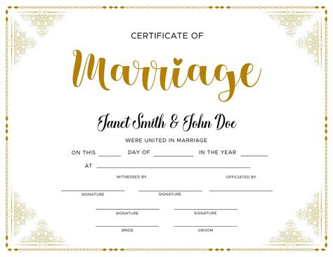 Editable Marriage Certificate. Editable Printable Wedding Certificate