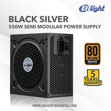 Jual Power Supply Enlight 550W BlackSilver PSU 550 Watt Semi Modular