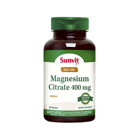 Citrato De Magnesio 400 Mg 60 Tabletas Sunvit