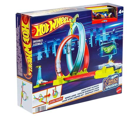 Детска играчка Hot Weels Neon Speeders Комплект писта с лазерни каскадьорски колички КОМСЕД