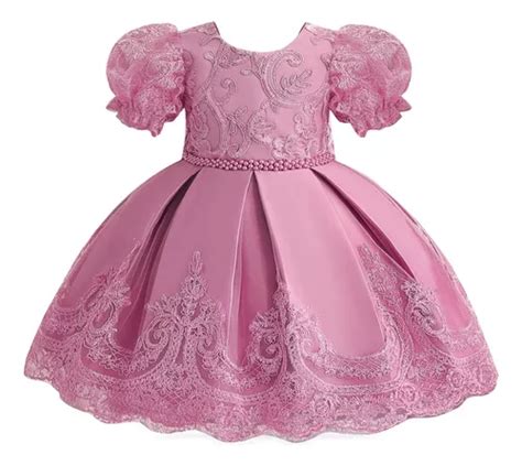 Vestido De Fiesta De Bautizo Con Encaje Y Mo O Para Beba Meses Sin