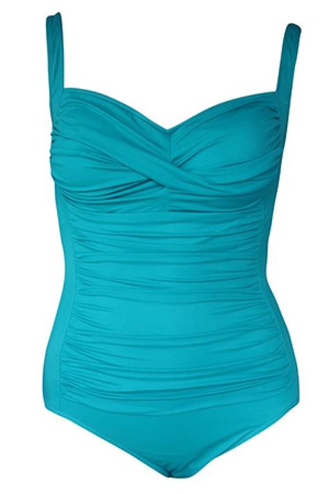 Turquoise Ruched Plus Size Bathers One Piece