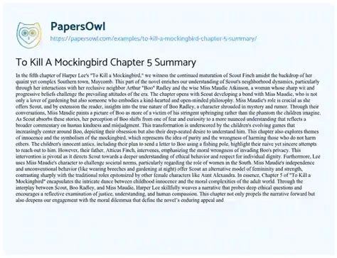 To Kill A Mockingbird Chapter 5 Summary Free Essay Example 443