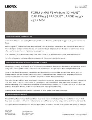 Fillable Online Lay Instruction Form 0 7PU FS7W8530Dimmet Oak