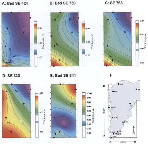 Isopach Maps Of Sandstone Bed Thickness For Six Beds Isopach Maps Were