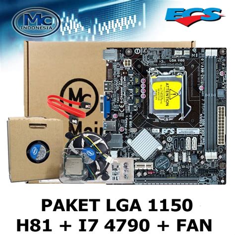 Jual Mainboard H81 Mobo Soket LGA 1150 Processor I7 4790 Fan