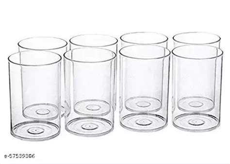 FOXY 8 Pcs Unbreakable Stylish Transparent Water Glass Set 300 Ml Abs