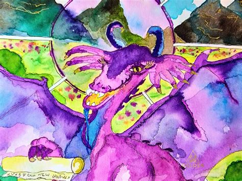 Purple Messenger Dragon, Dragon Art, Fantasy Art, Whimsical ...