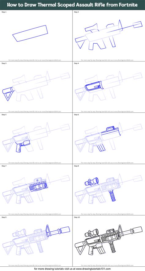 How To Draw Thermal Scoped Assault Rifle From Fortnite Printable Step