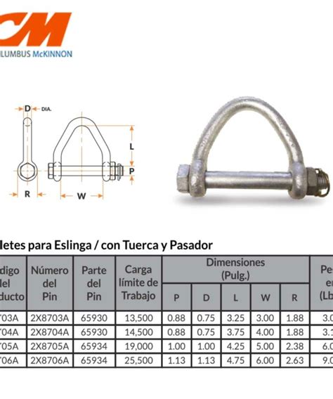 Grillete Para Eslinga Con Tuerca Y Pasador CS Beaver