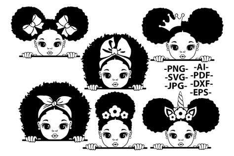 Afro Girl Svg Bundle Outline Bundle Svg Peekaboo Svg Afro Etsy