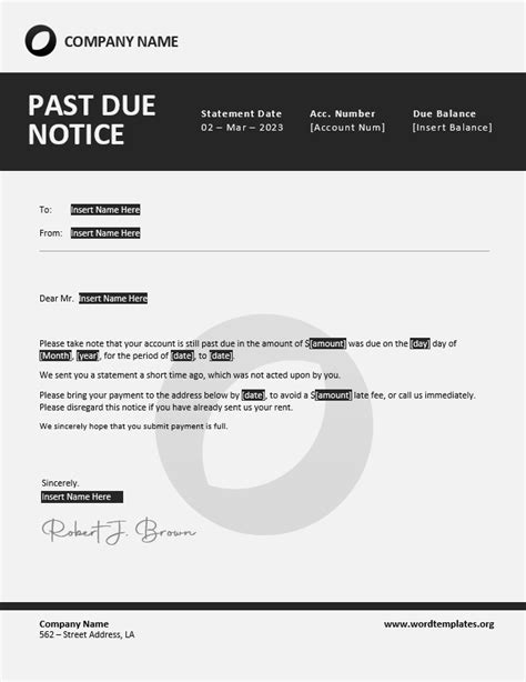 Past Due Notice Template Word Templates For Free Download