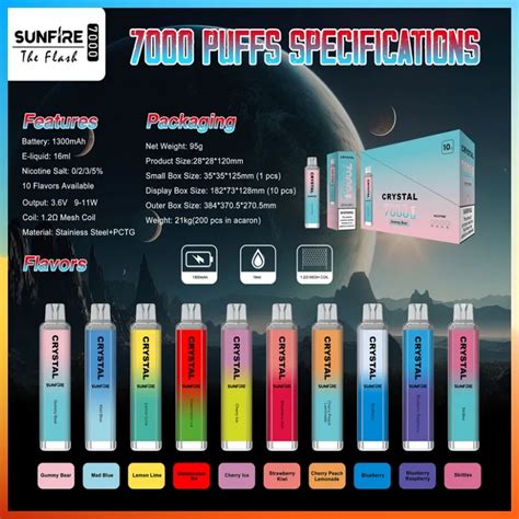 Original Sunfire Crystal 7000 Puffs Disposable Vape 16ml Prefilled