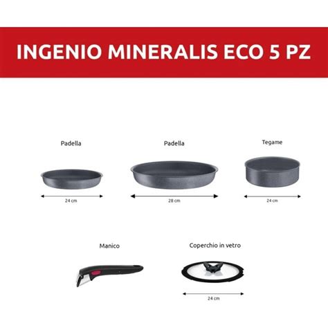 Set 5 Pezzi Padella Casseruola Ingenio Mineralis Lagostina Impilabili