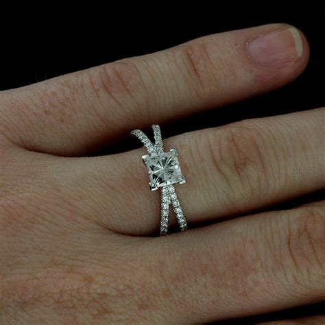 Diamond Engagement Ring Princess Cut Ring Setting Split | Etsy