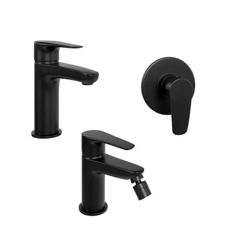 Set Miscelatori Lavabo E Bidet Con Incasso Doccia In Ottone Nero Opaco