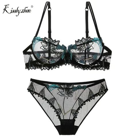 Fashion Women Embroidery Bras Underwear Plus Size Lingerie Set Sexy C D