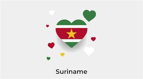 Suriname Vlag Hart Vorm Met Extra Harten Pictogram Vectorillustratie