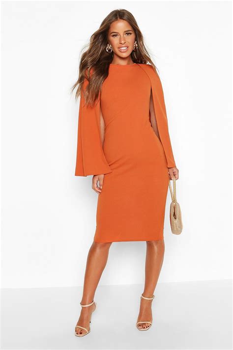 Petite Cape Sleeve Midi Dress Boohoo Cape Sleeves Midi Dress With