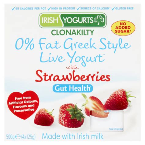 Irish Yogurts Clonakilty 0 Fat Greek Style Live Yogurt With Strawberry